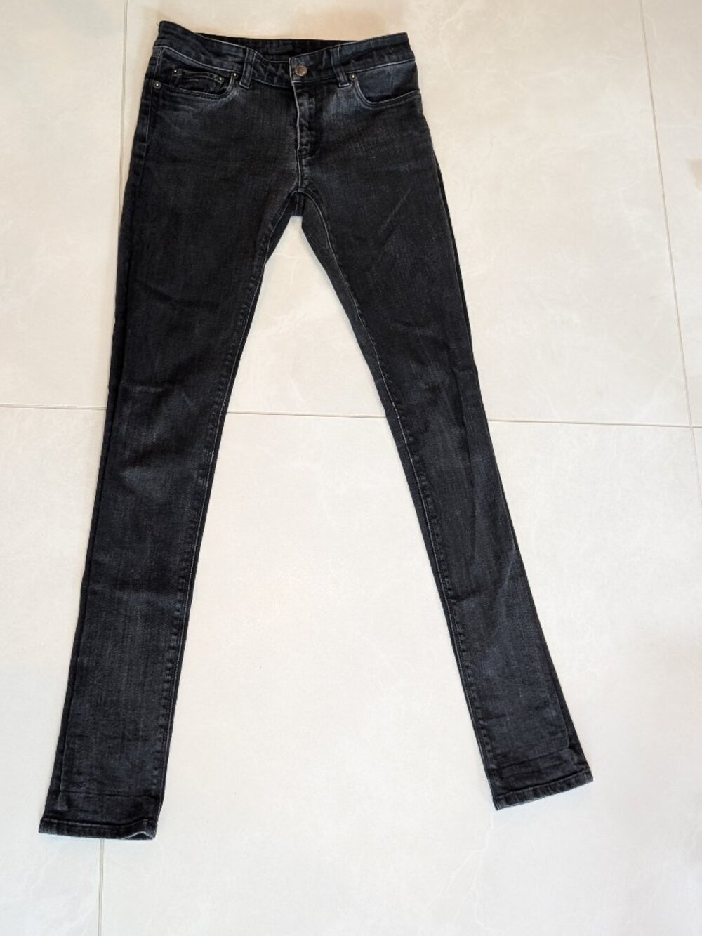 Vintage Prada Contour Fit Washed Black Skinny Jeans - Size 26